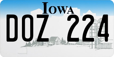 IA license plate DOZ224