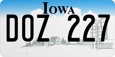 IA license plate DOZ227