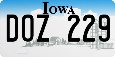 IA license plate DOZ229
