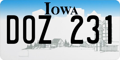 IA license plate DOZ231
