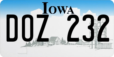 IA license plate DOZ232