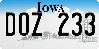 IA license plate DOZ233