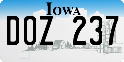 IA license plate DOZ237