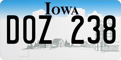 IA license plate DOZ238