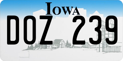 IA license plate DOZ239