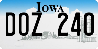 IA license plate DOZ240