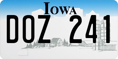 IA license plate DOZ241