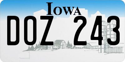 IA license plate DOZ243