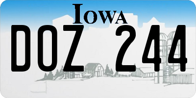 IA license plate DOZ244