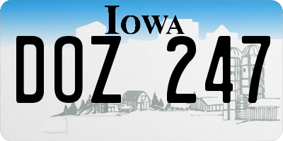 IA license plate DOZ247