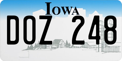 IA license plate DOZ248