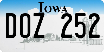 IA license plate DOZ252