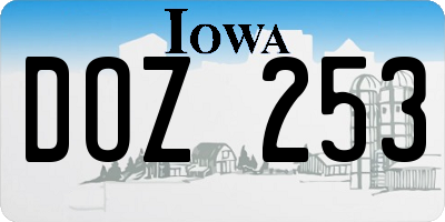 IA license plate DOZ253
