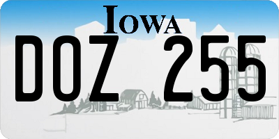IA license plate DOZ255