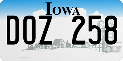 IA license plate DOZ258