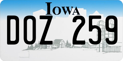 IA license plate DOZ259
