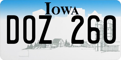 IA license plate DOZ260