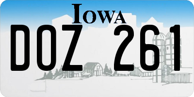 IA license plate DOZ261