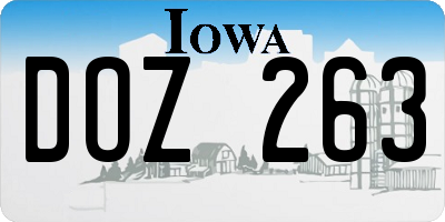 IA license plate DOZ263