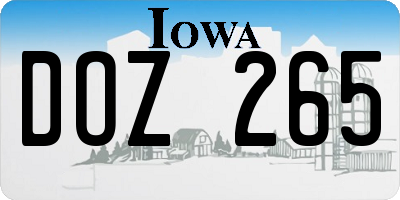 IA license plate DOZ265