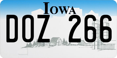 IA license plate DOZ266