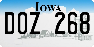 IA license plate DOZ268