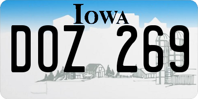 IA license plate DOZ269