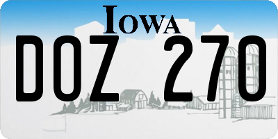 IA license plate DOZ270