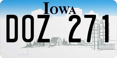 IA license plate DOZ271