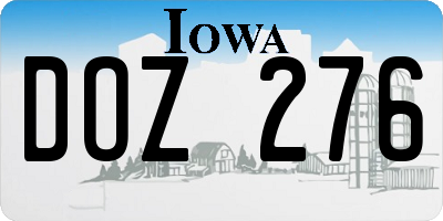 IA license plate DOZ276