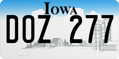 IA license plate DOZ277