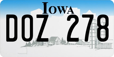 IA license plate DOZ278