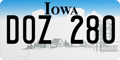 IA license plate DOZ280