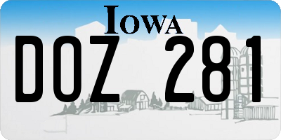 IA license plate DOZ281