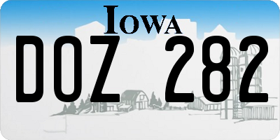 IA license plate DOZ282