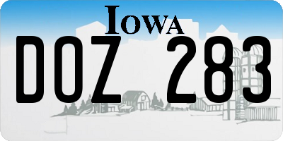 IA license plate DOZ283