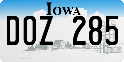 IA license plate DOZ285