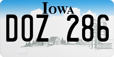 IA license plate DOZ286