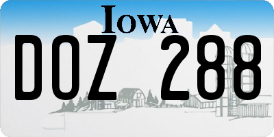 IA license plate DOZ288