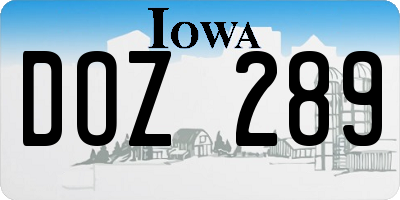 IA license plate DOZ289
