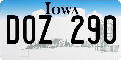 IA license plate DOZ290