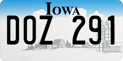 IA license plate DOZ291