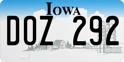 IA license plate DOZ292