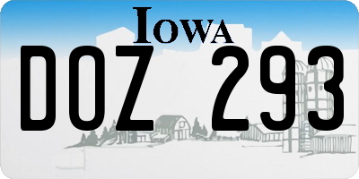 IA license plate DOZ293