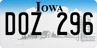 IA license plate DOZ296