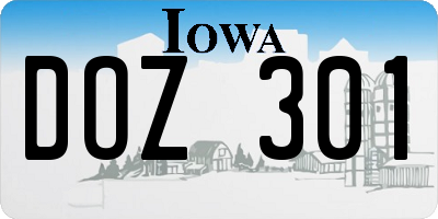 IA license plate DOZ301