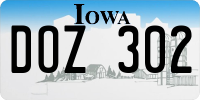 IA license plate DOZ302