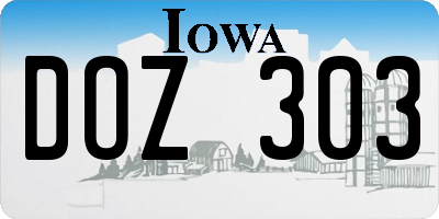 IA license plate DOZ303