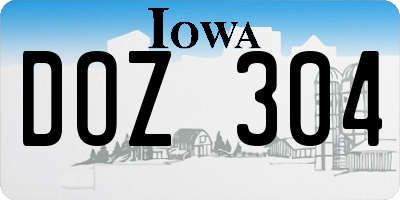 IA license plate DOZ304