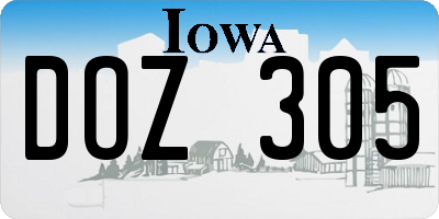 IA license plate DOZ305